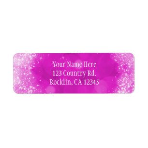 Pink & White Faux Glitter Sparkle Party Invitation Label