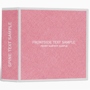 Pink & White Faux Linen Texture Look 3 Ring Binder