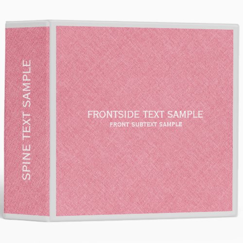 Pink  White Faux Linen Texture Look 3 Ring Binder