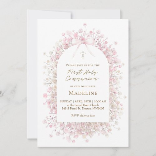 pink white  First Communion girl