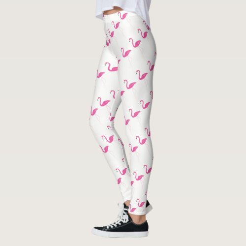 Pink  White Flamingo Leggings