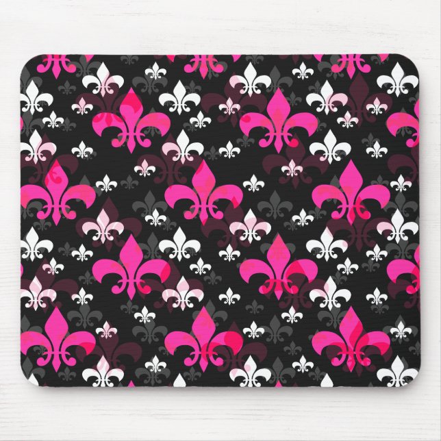 Pink White Fleur De Lis  Mouse Pad (Front)