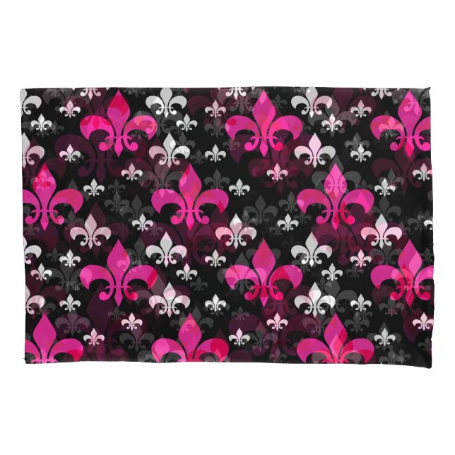 Pink White Fleur De Lis  Pillow Case (Front)