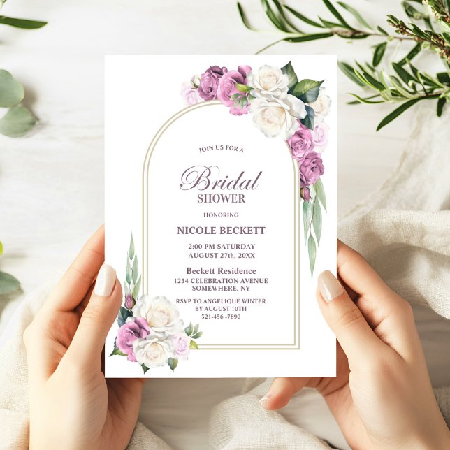 Pink White Floral Arch Bridal Shower Invitation (Creator Uploaded)