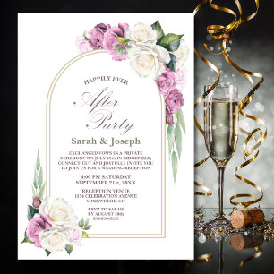 Pink White Floral Arch Wedding After Party Invitation