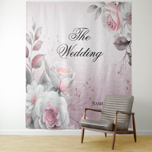 Pink White Floral Backdrop