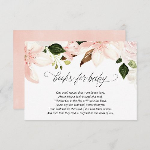 Pink white floral book request enclosure card