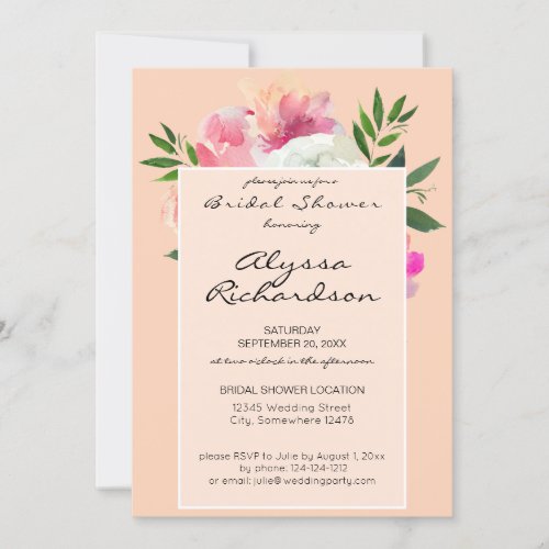 Pink  White Floral Bridal Shower _ Pink 2B Invitation