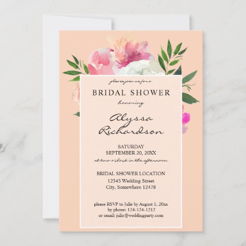 Pink  White Floral Bridal Shower _ Pink 2C Invitation