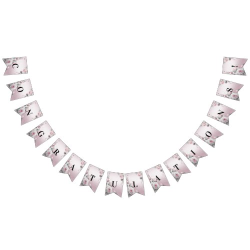 Pink White Floral Bunting Flag