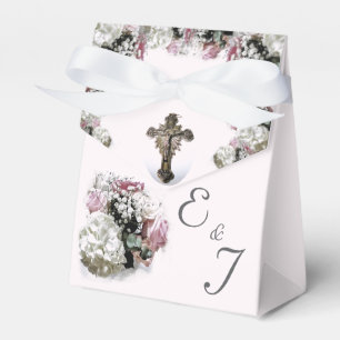 Pink & White Floral Catholic Wedding Favor Box
