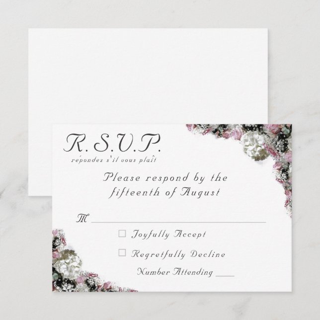 Pink & White Floral Catholic Wedding Response Card (Front/Back)