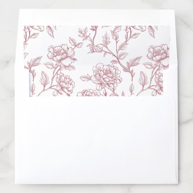 Pink White Floral Chinoiserie Envelope Liner (In Envelope)