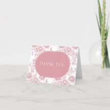 Pink White Floral Chinoiserie Thank You Card