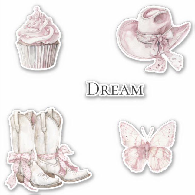 Pink White Floral Cowgirl Boots   Sticker (Front)