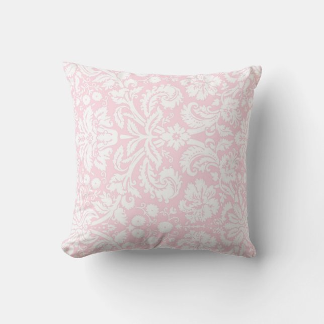 Pink White Floral Decorative Pillow (Front)