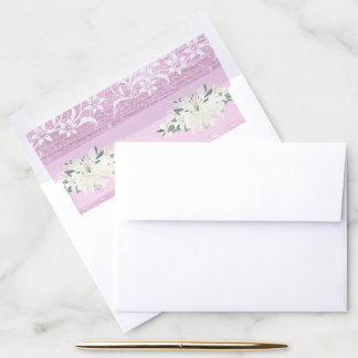 Pink white floral elegant envelop liner