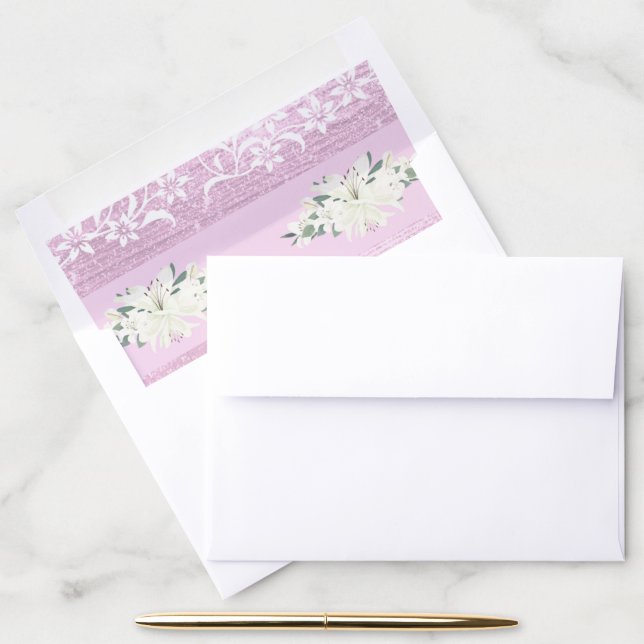 Pink white floral elegant envelop liner (Desk)