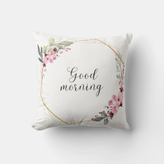 Pink & White Floral Frame | Elegant Square Throw  Pillow