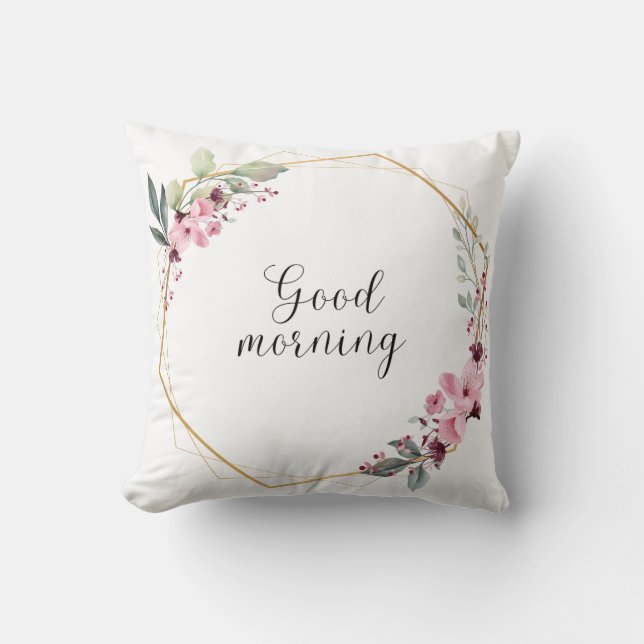 Pink & White Floral Frame | Elegant Square Throw  Pillow (Front)
