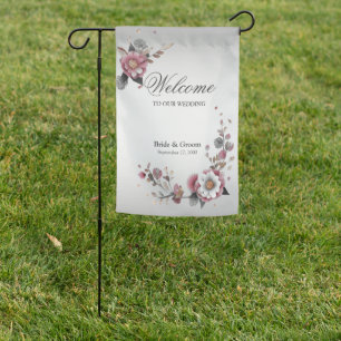Pink White Floral Garden Flag