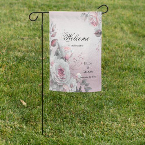 Pink White Floral Garden Flag