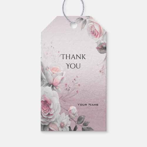 Pink White Floral Gift Tag