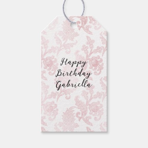 Pink White Floral Gift Tags