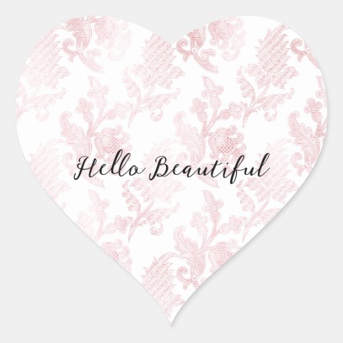 Pink White Floral Heart Sticker