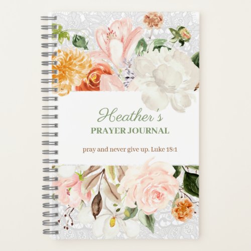 Pink  White Floral Lace Prayer Journal
