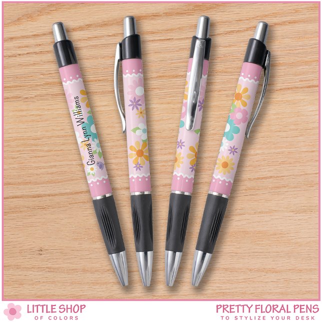 Pink White Floral Monogram Pen (Creator Uploaded)