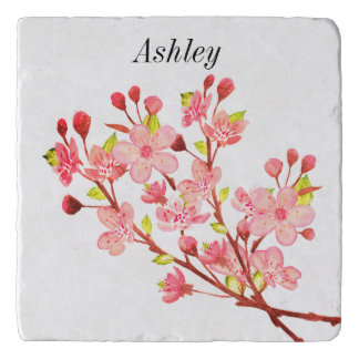 Pink White Floral Nature Cherry Blossom Trivet