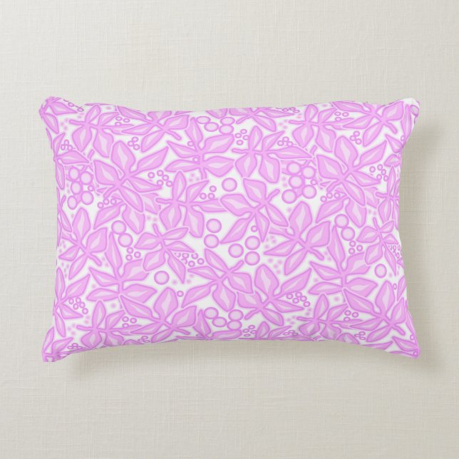 Pink white floral pattern accent pillow (Front)