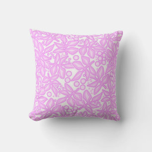 Pink white floral pattern throw pillow