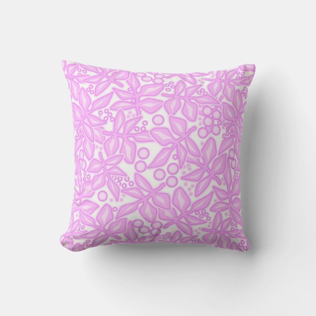 Pink white floral pattern throw pillow (Front)