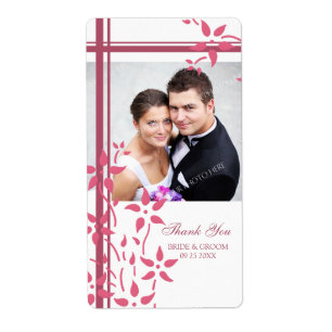 Pink White Floral Photo Wedding Labels