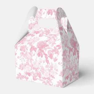 Pink White Floral Roses Chinoiserie Pattern Favor Boxes