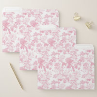 Pink White Floral Roses Chinoiserie Pattern