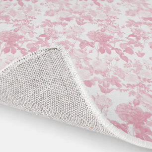 Pink White Floral Roses Chinoiserie Pattern Rug