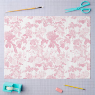 Pink White Floral Roses Chinoiserie Pattern Tissue Paper