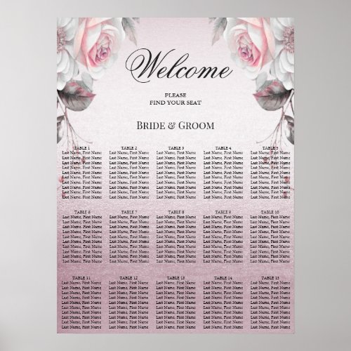 Pink White Floral Seating Chart