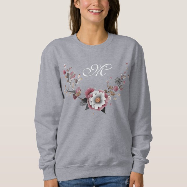 Pink White Floral Sweatshirt (Front)