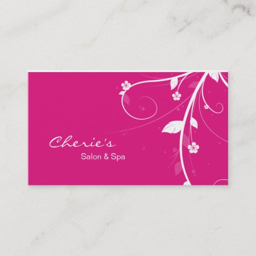 Pink White Floral Swirls business card