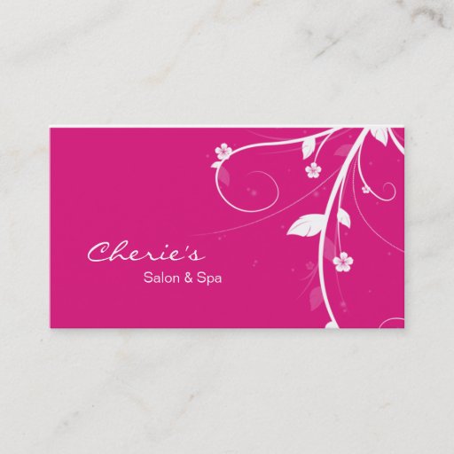 Customizable Pink White Floral Swirls business card
