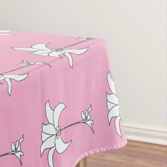 Pink White Floral Tablecloth (In Situ)