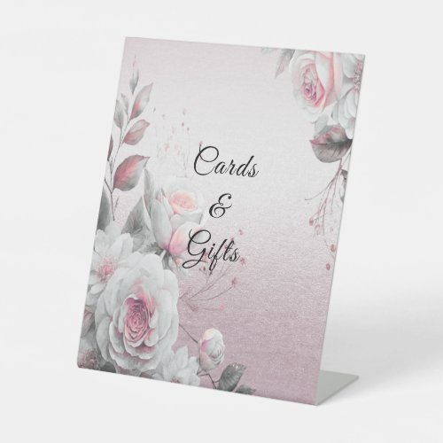 Pink White Floral Tabletop Signs