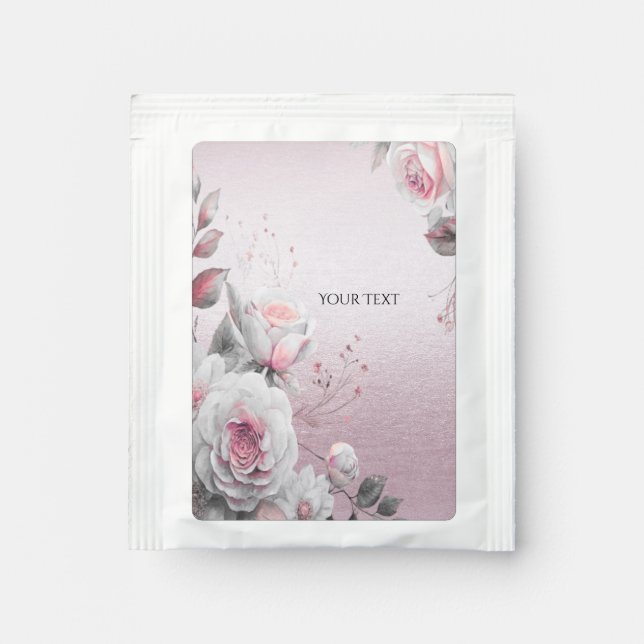 Pink White Floral Tea Bag Drink Mix (Front)