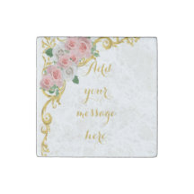 Pink White Flower Gold Baroque