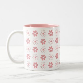 Pink & White Flower Pattern on White