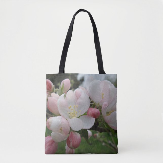 Pink White Flower Tote Bag (Front)